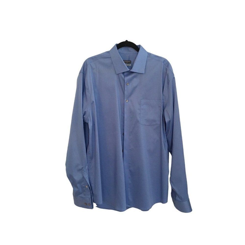 Van Heusen Long sleeve pointed collar  17-17-1/2 neck, 36-37 sleeve length Blue